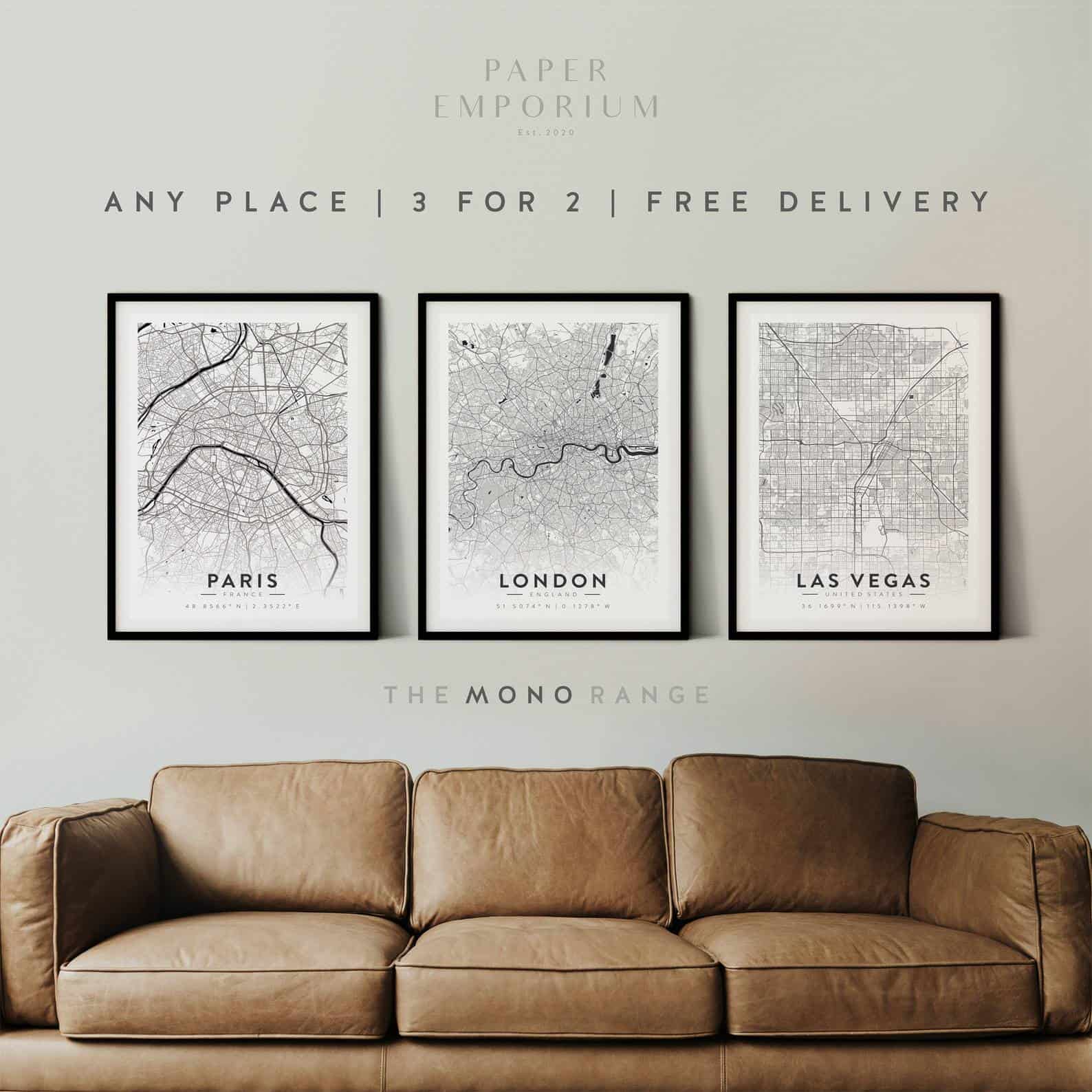 Personal map gifts for couples by Paper Emporium Co