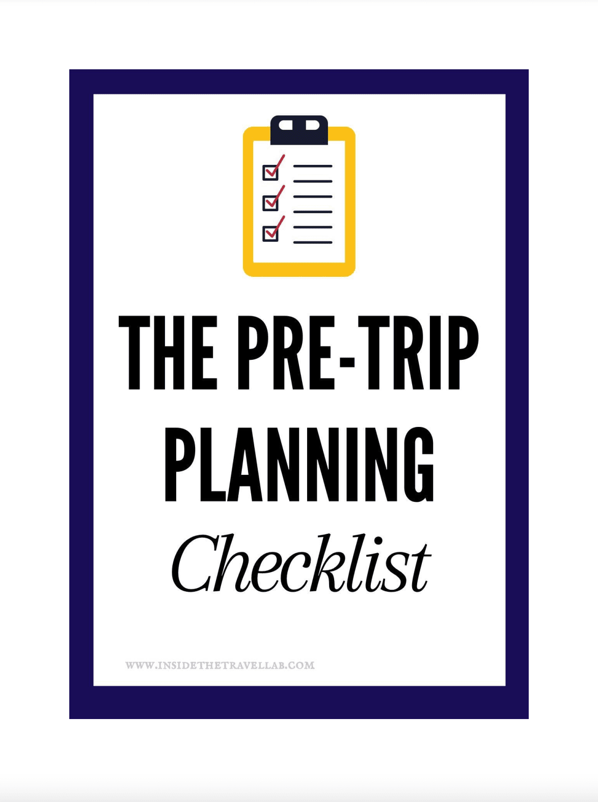 Pre travel planning checklist cover