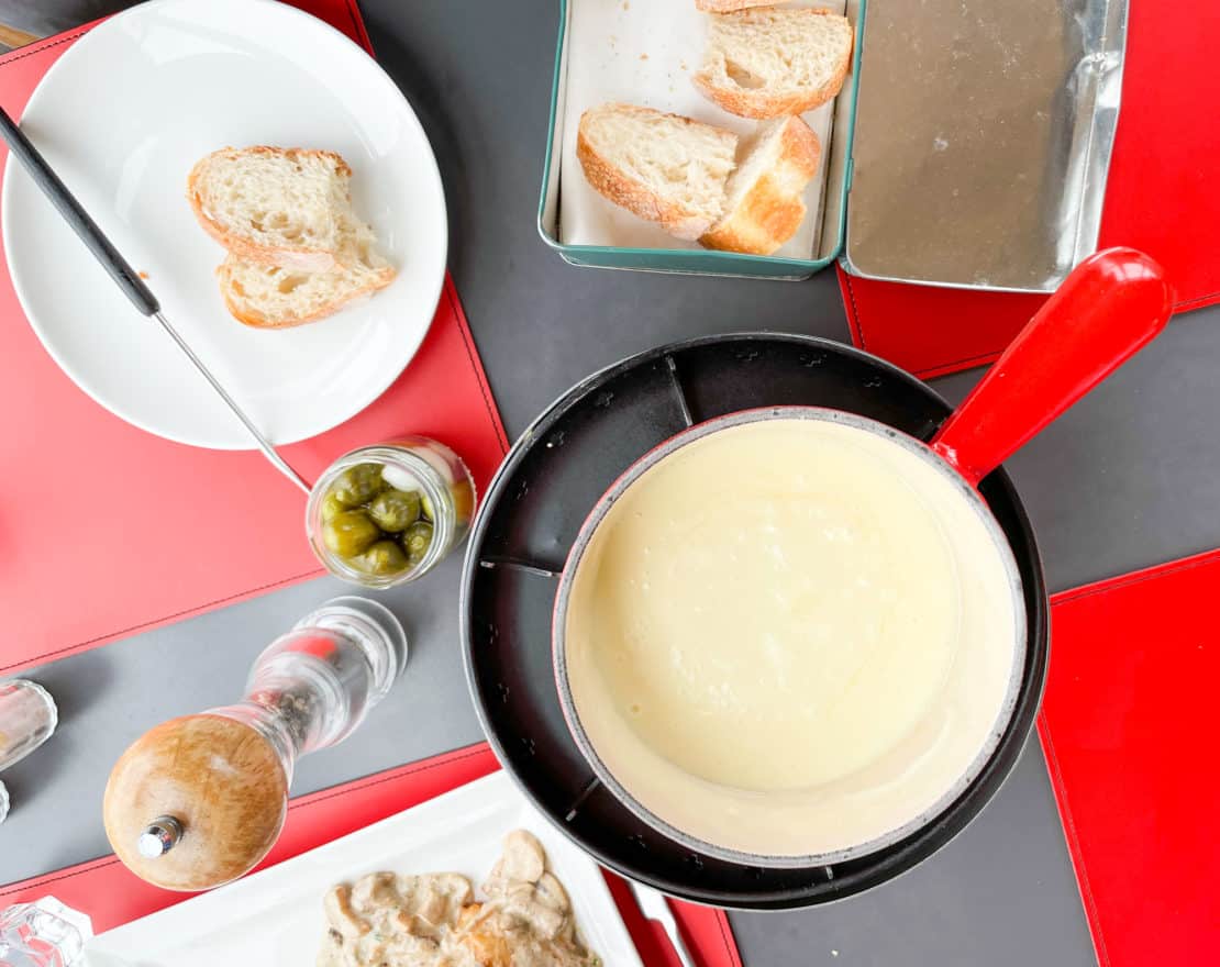 Switzerland - Valais - Verbier traditional cheese fondue