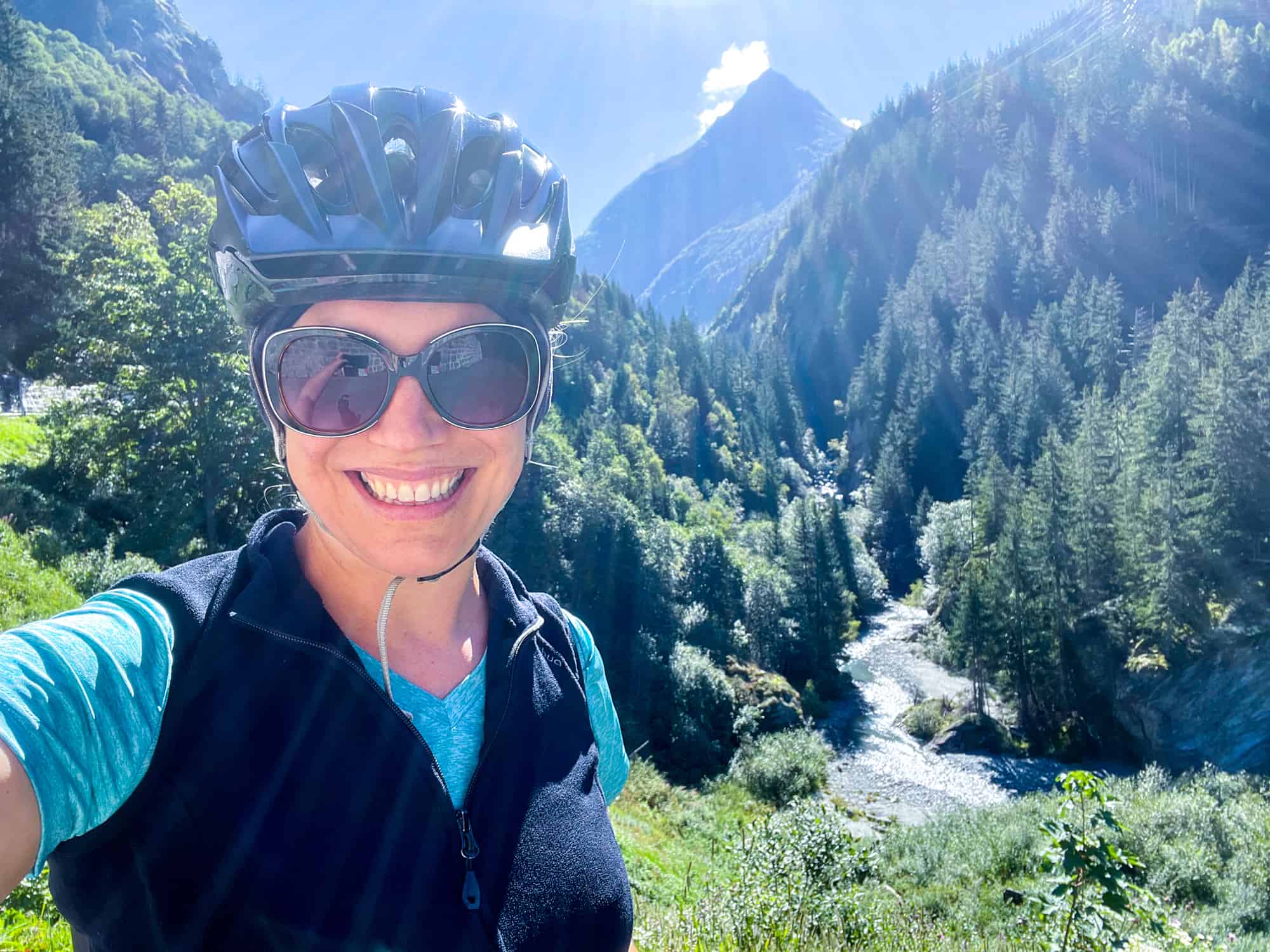 Switzerland - Verbier ebike experience - Abigail King cycling in the mountains selfie