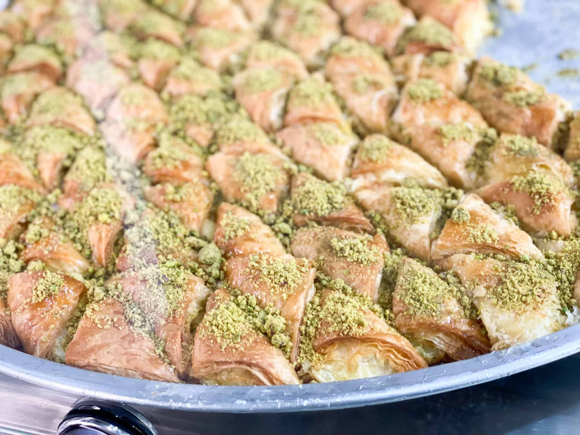 Jordan - Amman Old Town - knafeh like pastry with hot cheese and pistachio