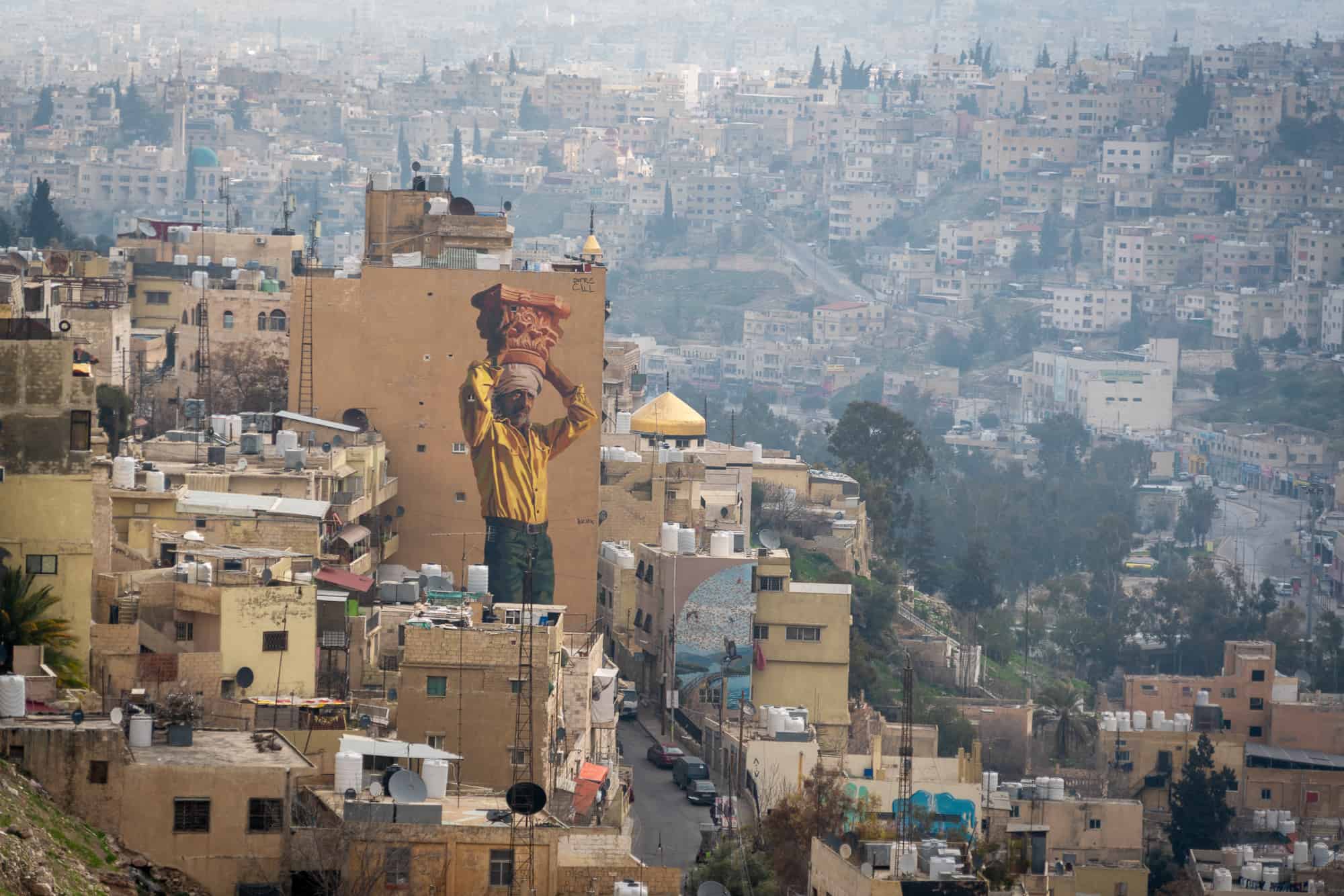 Jordan - Street art on the side of buildings in Amman