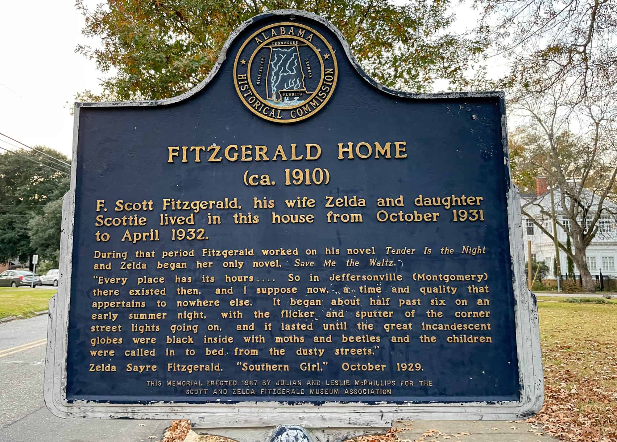 USA - Alabama - Montgomery Fitzgerald Home Plaque