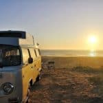 Yescapa - UK Campervan routes - VW yellow on beach