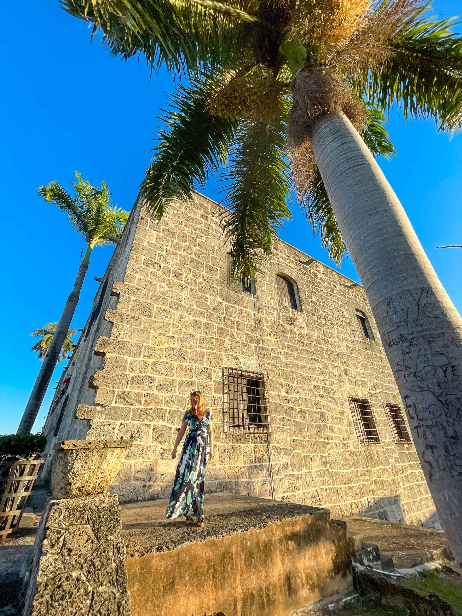 Caribbean - Dominican Republic - Hyatt Ziva Cap Cana - what to wear in the Dominican Republicl - Long blue and green leaf dress with open sandals