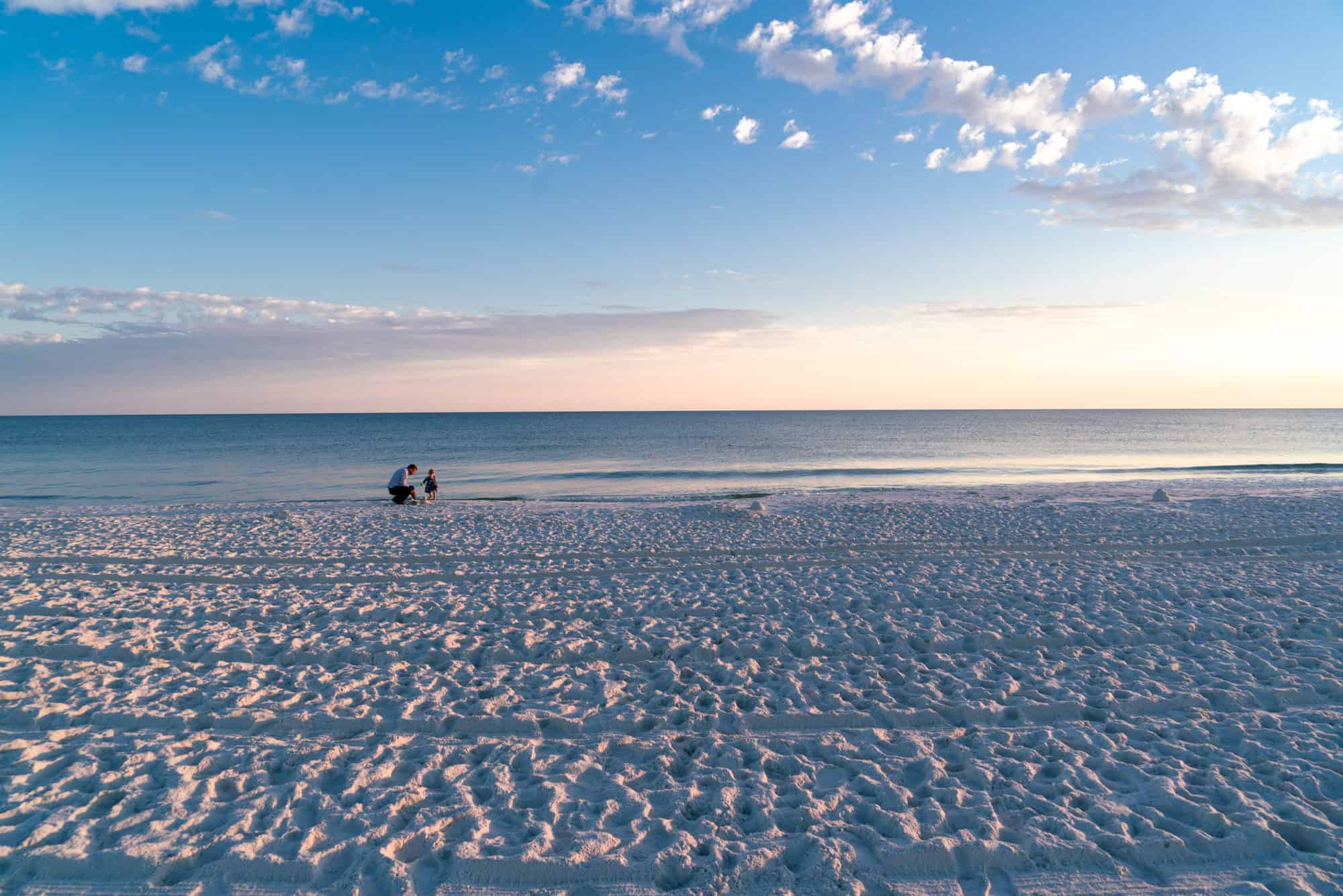 USA - Alabama - Gulf State Park Father and Daughter on Sandy beach