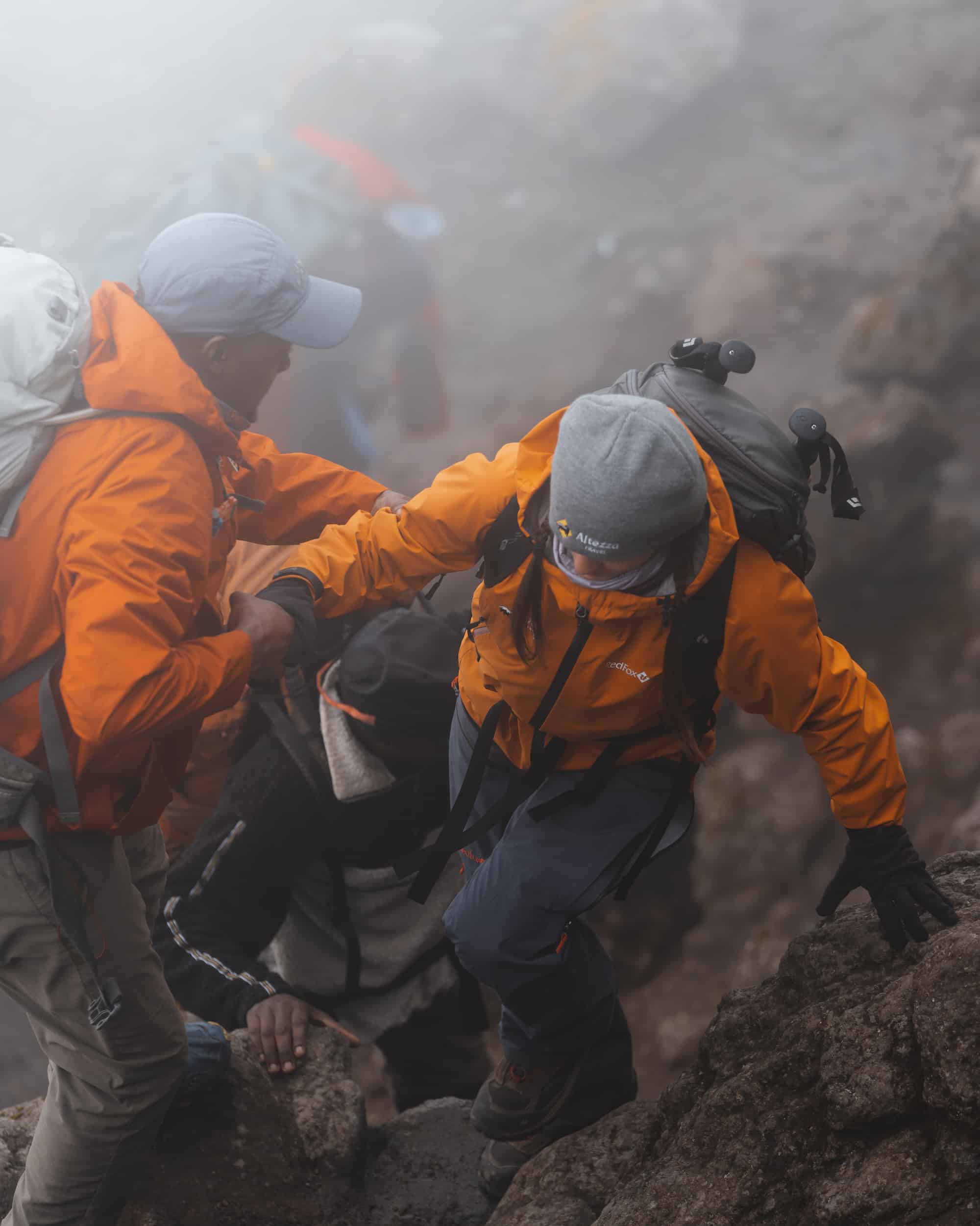Kilimanjaro Trekking - guiding though a scrambling path
