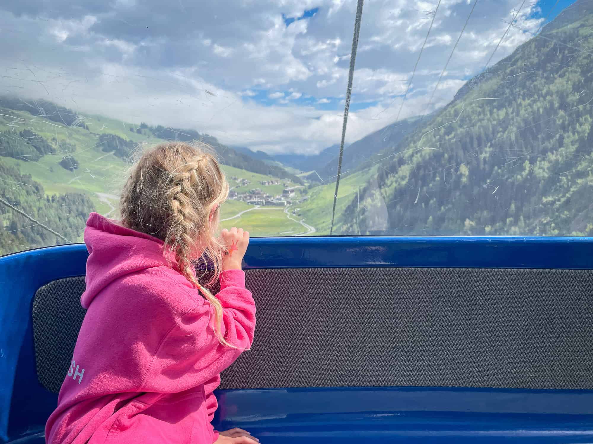 Austria - Zillertal - Cable car ride to Hintertux Glacier Nature Ice Palace with child
