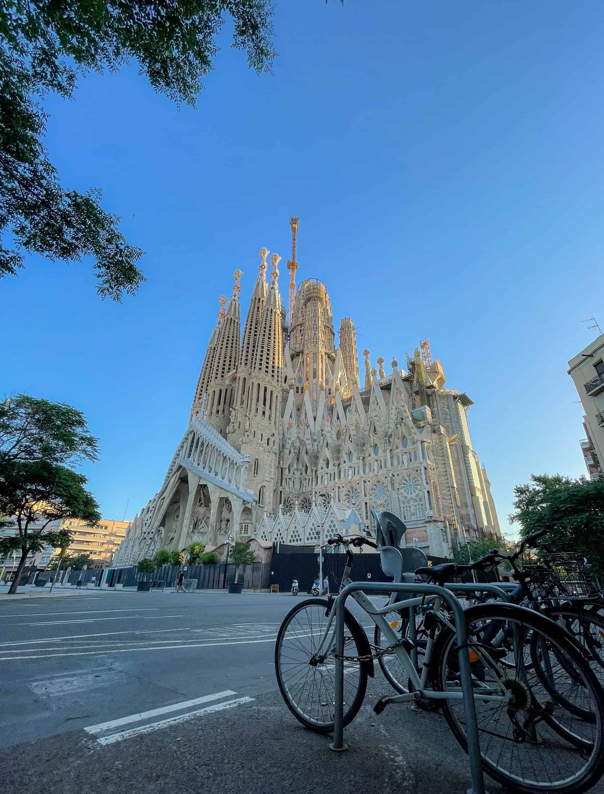 Spain - Barcelona - Sagrada Familia with bicycles