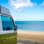 Campervan hire in the UK - beach view