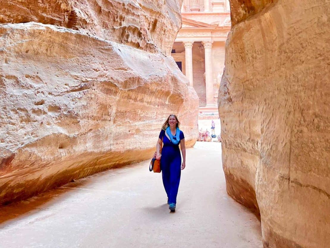 What to Wear in Jordan as a Woman - walking through the gorge to Petra