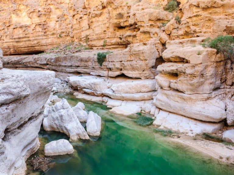 Wadi Abadilah rock and water