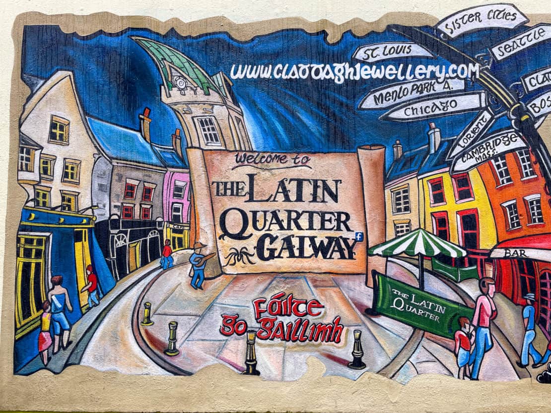 Ireland - Galway - painted mural of the Latin Quarter
