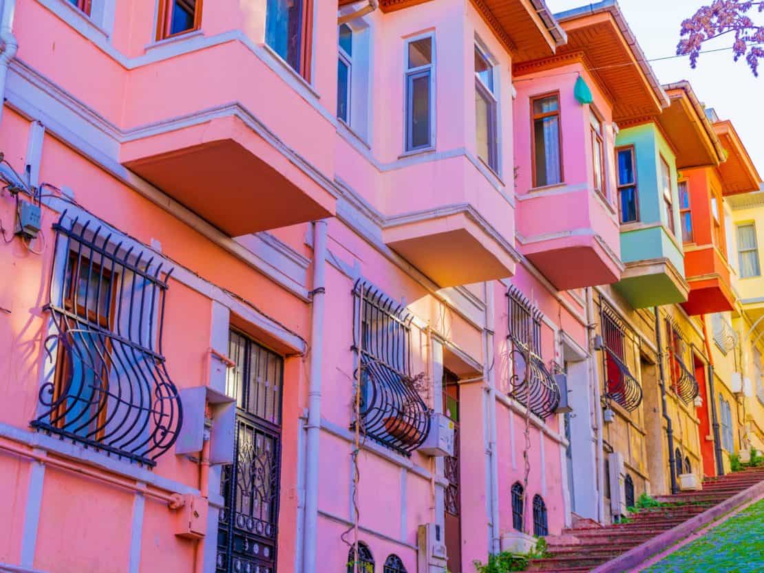 Beautiful multicoloured houses of Balat in Istanbul