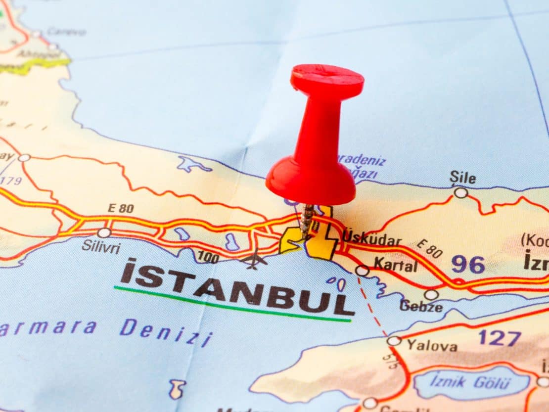 Pin in the map of Istanbul