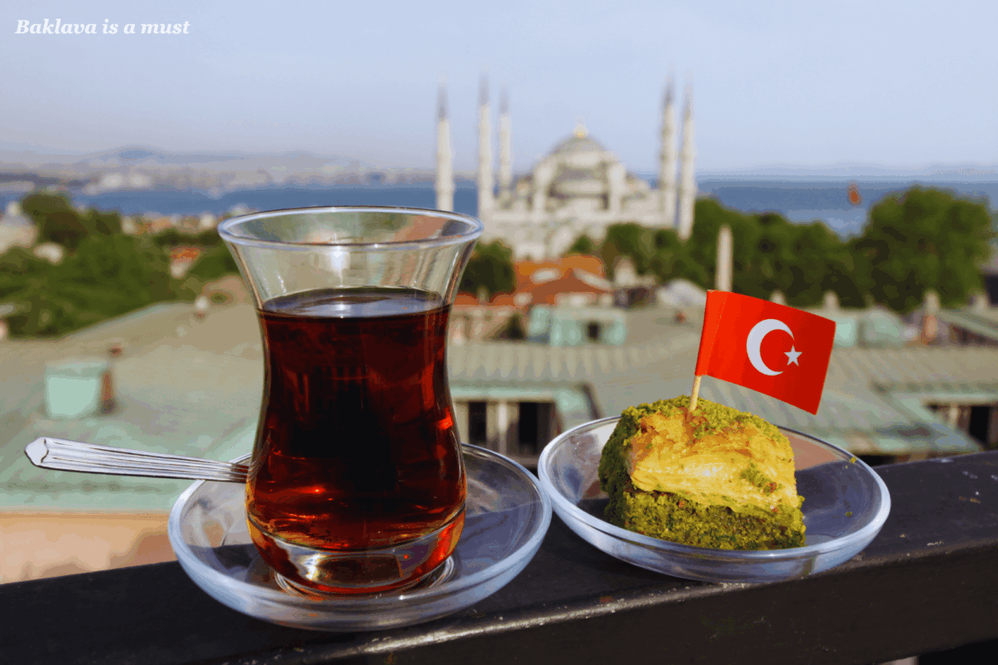 Baklava and mint tea with a view - Istanbul in Winter