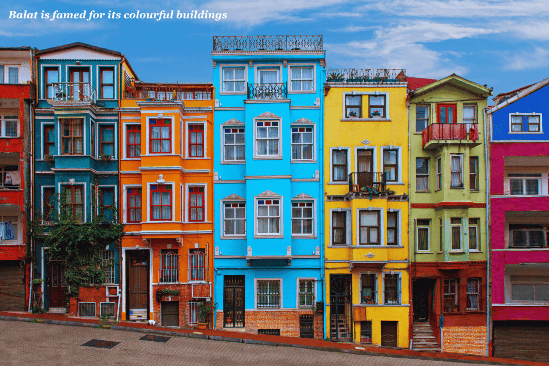 Colourful buildings in Balat - Istanbul in Winter