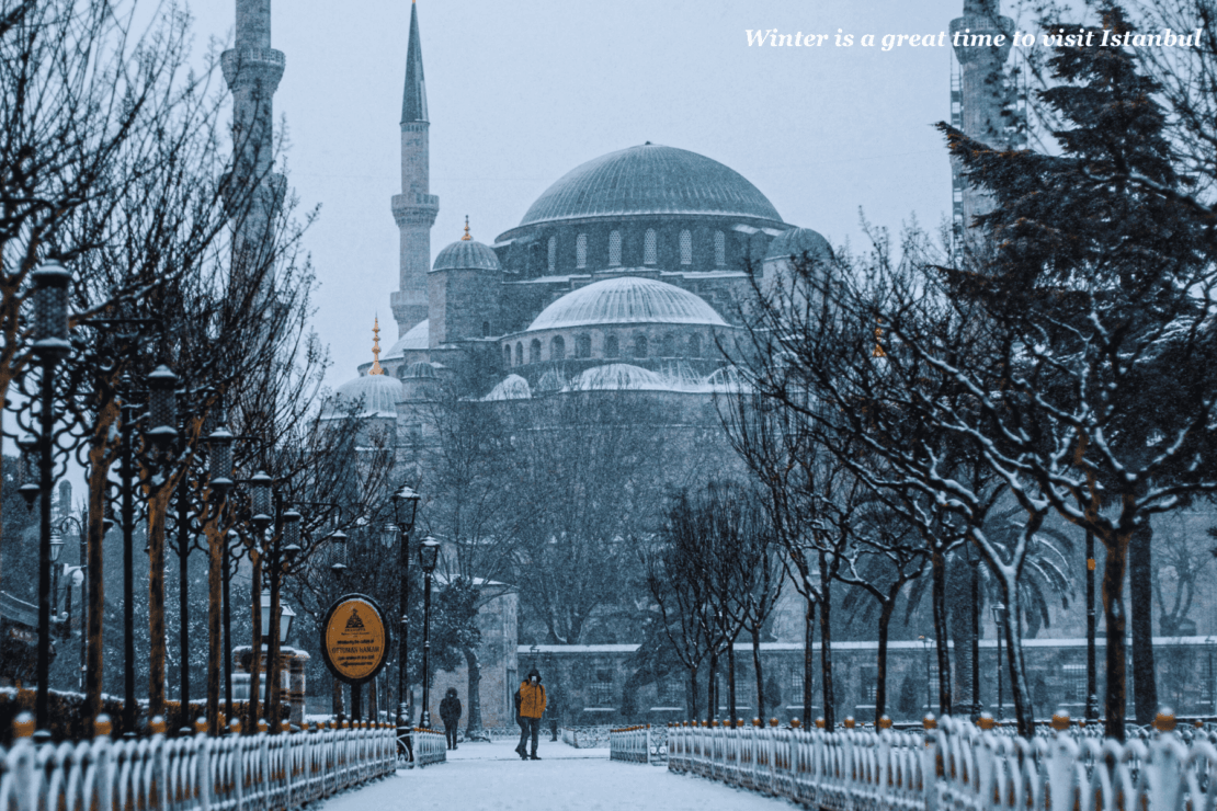 Snowy mosque in Istanbul in winter - Istanbul in Winter