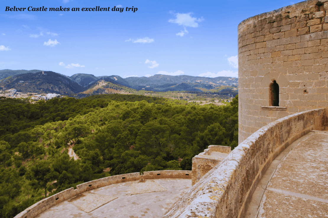 View of green hills from Bellver Castle - one day in Palma de Mallorca