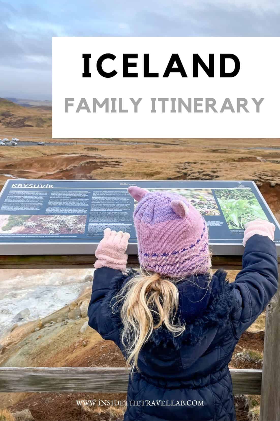 Iceland family itinerary cover image for Pinterest