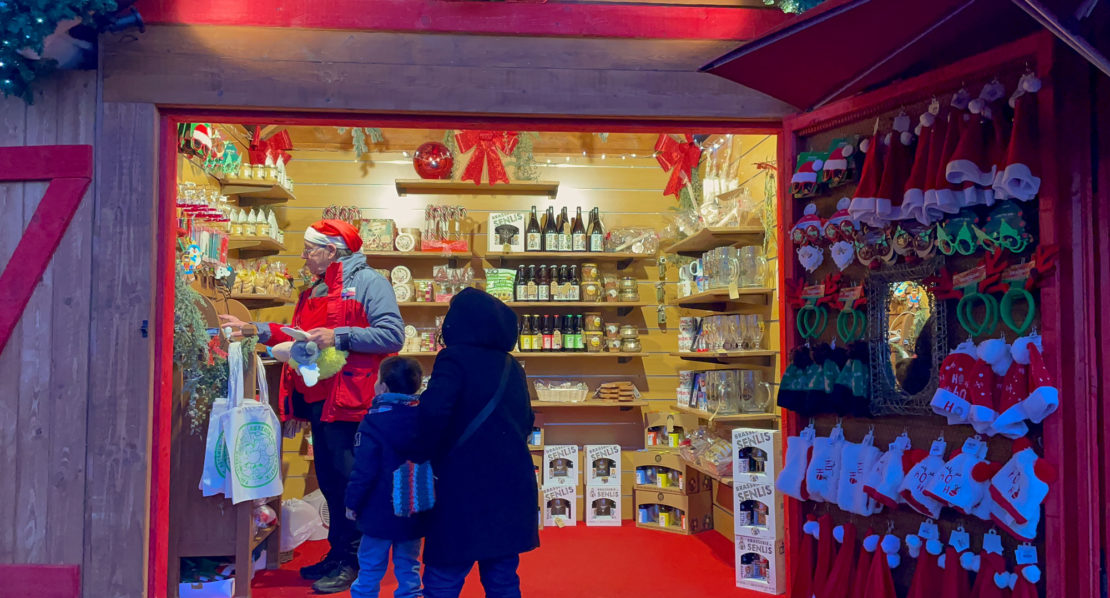 
Christmas market stall at Parc Asterix in December