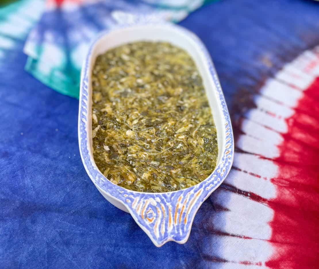 Ornate side dish of bissap - a popular accompaniment to traditional Gambian dishes