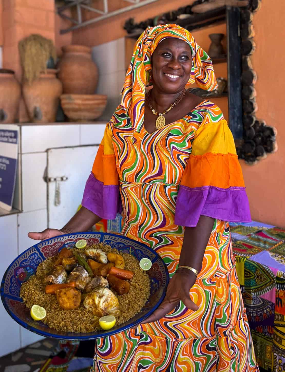 Ida Cham demonstrates one of the most traditional dishes in the Gambia: benachin