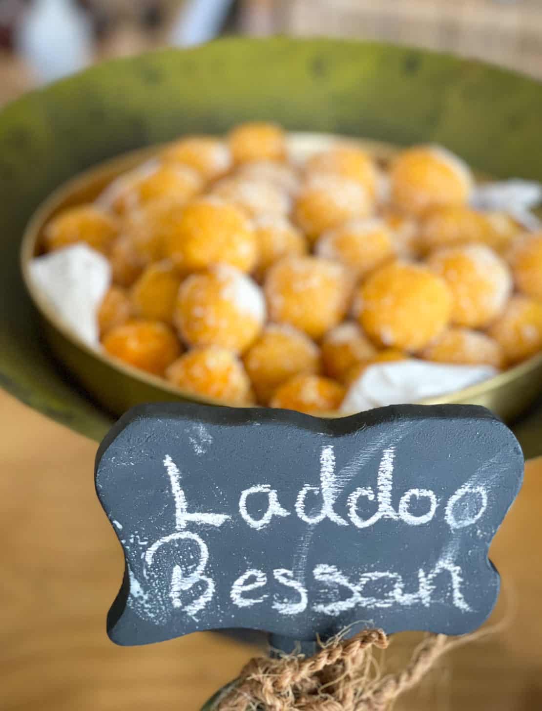 
Traditional Mauritian cuisine includes snacks like Laddoo Bessan found at La Pirogue