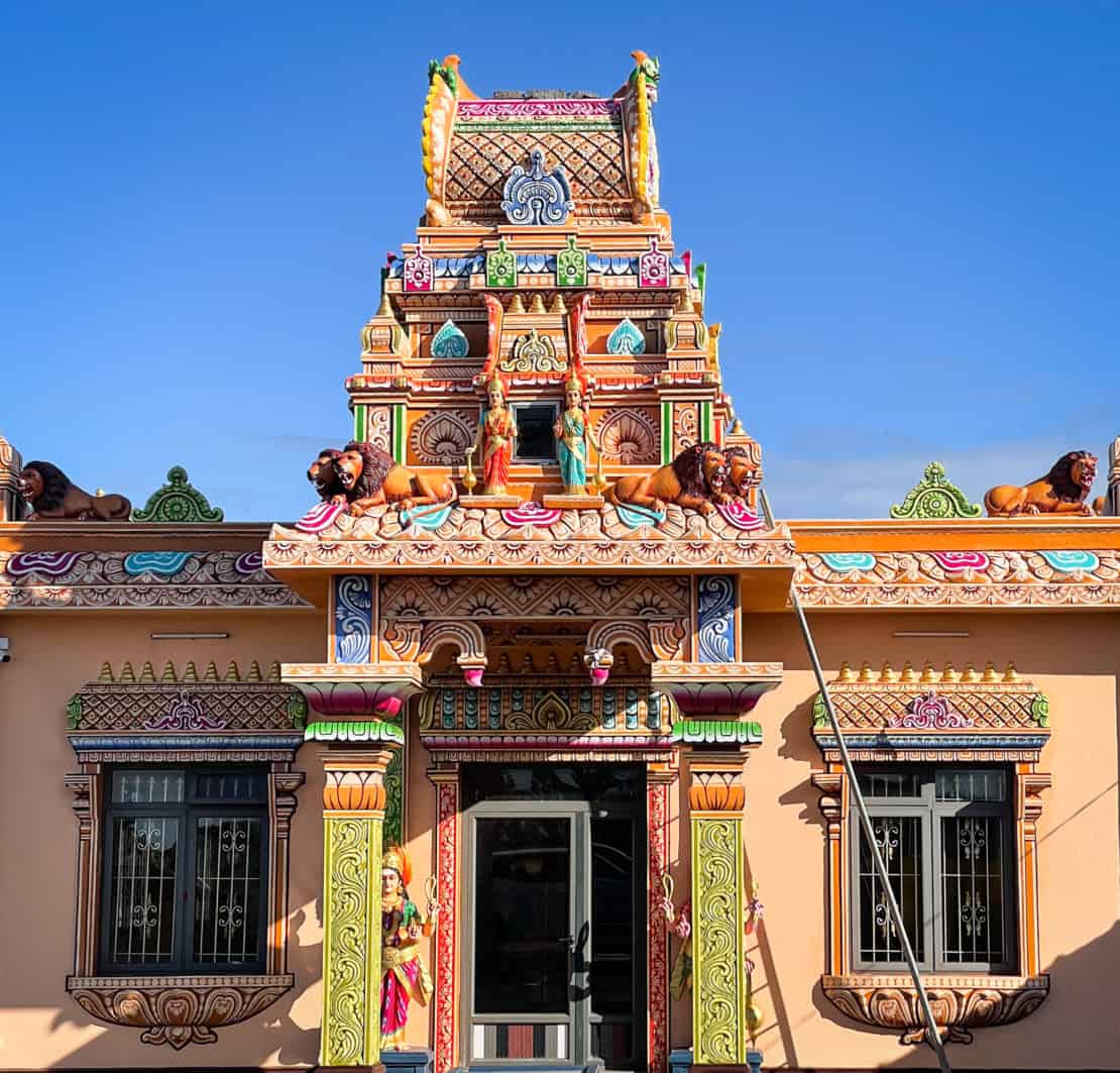 Brightly coloured religious Hindu temple in Mauritius