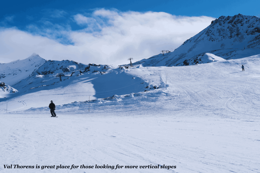 Skiers in Val Thorens, France - Meribel vs Val Thorens