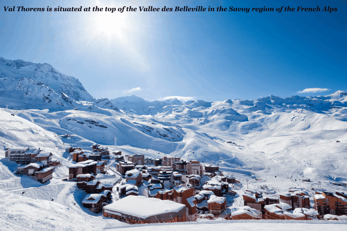 Snow-topped buildings in Val Thorens, France - Meribel vs Val Thorens