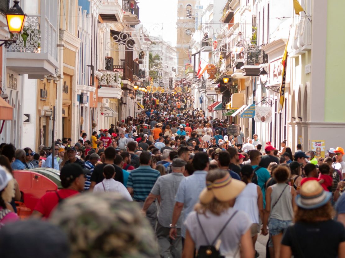 Crowded streets in the Old Quarter of San Sebastian in Spain's Basque Country