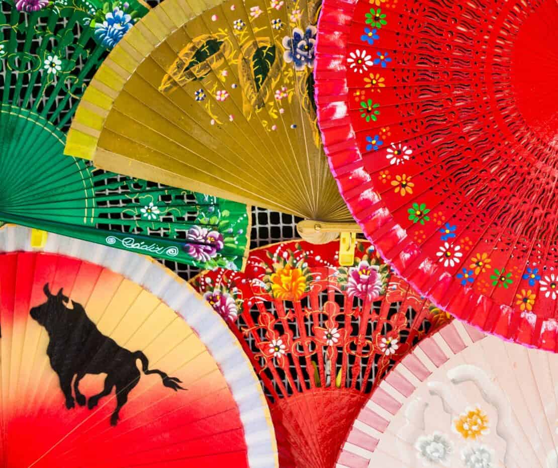 Brightly coloured fans make great Seville souvenirs