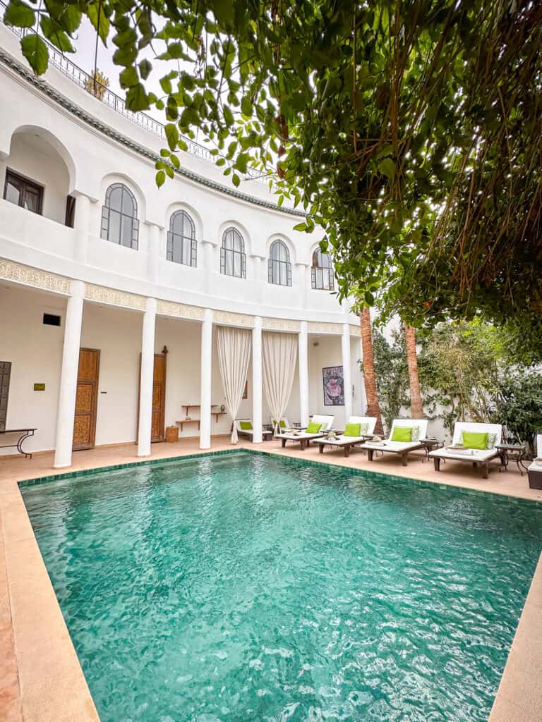Beautiful riad interior with pool in Marrakech