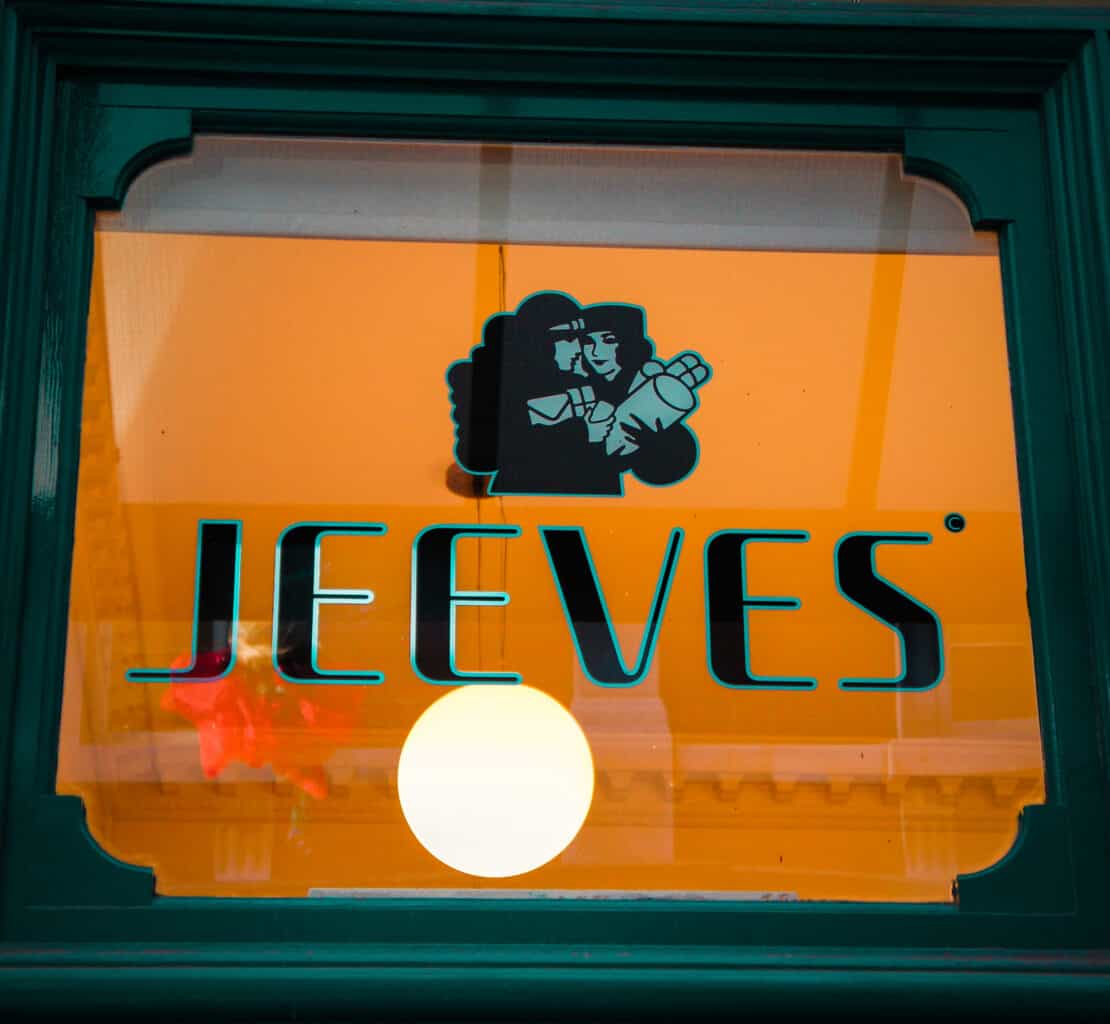 Jeeves window sign in London England