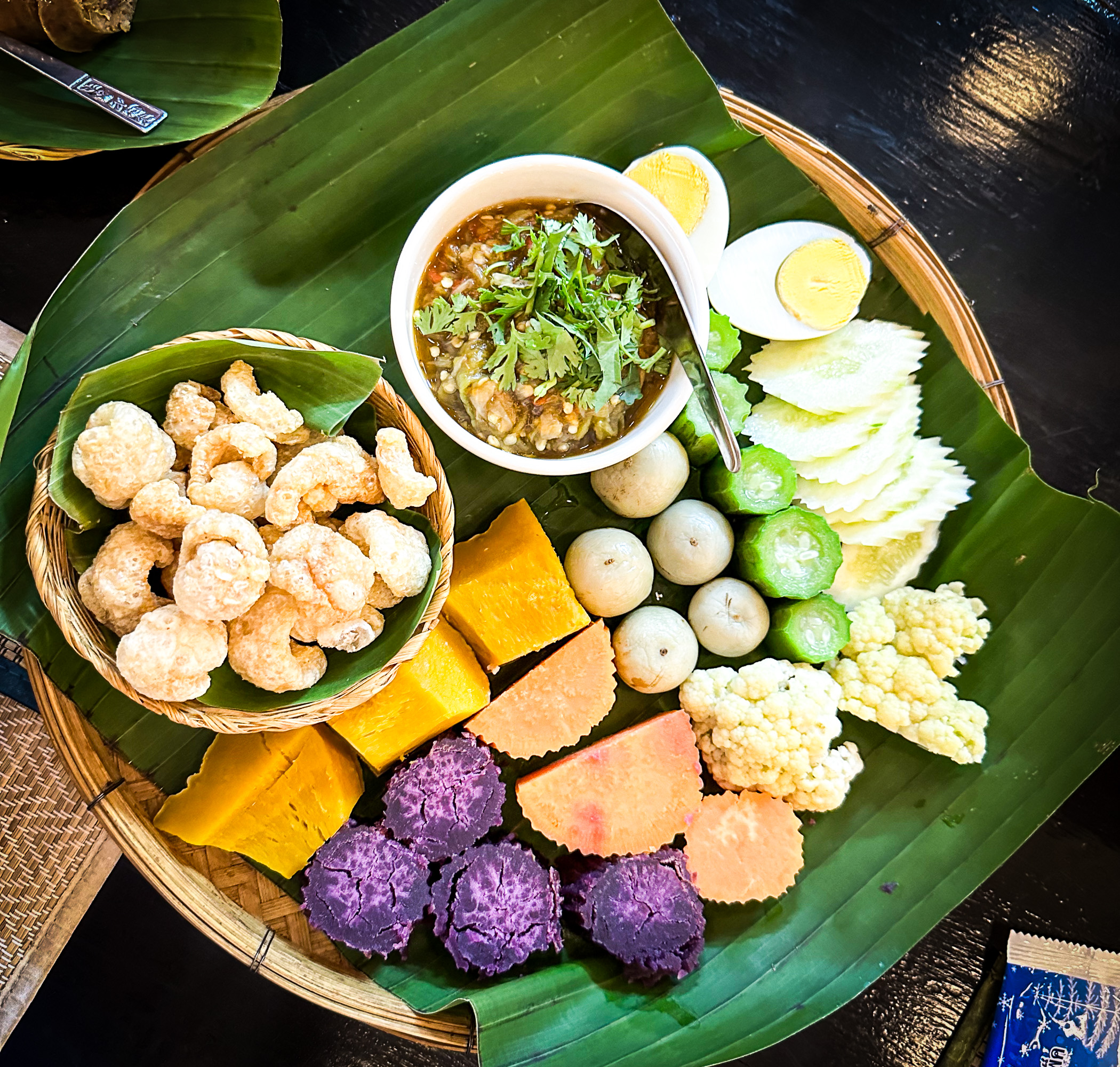 Colourful platter of Thai food in Nan