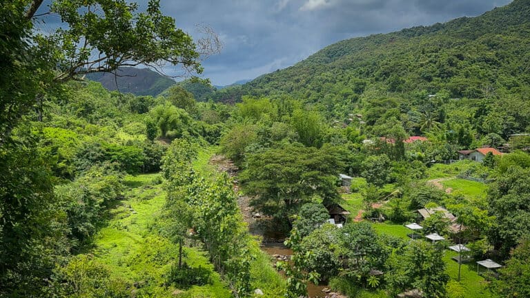 Sapan landscape with houses in the forest in Nan Thailand