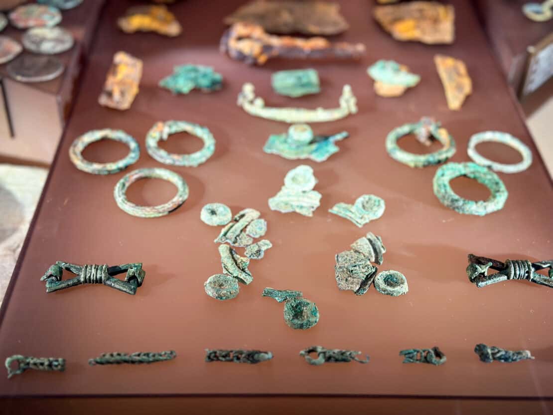 Jewellery unearthed at Richborough Roman Fort, Sandwich, Kent 