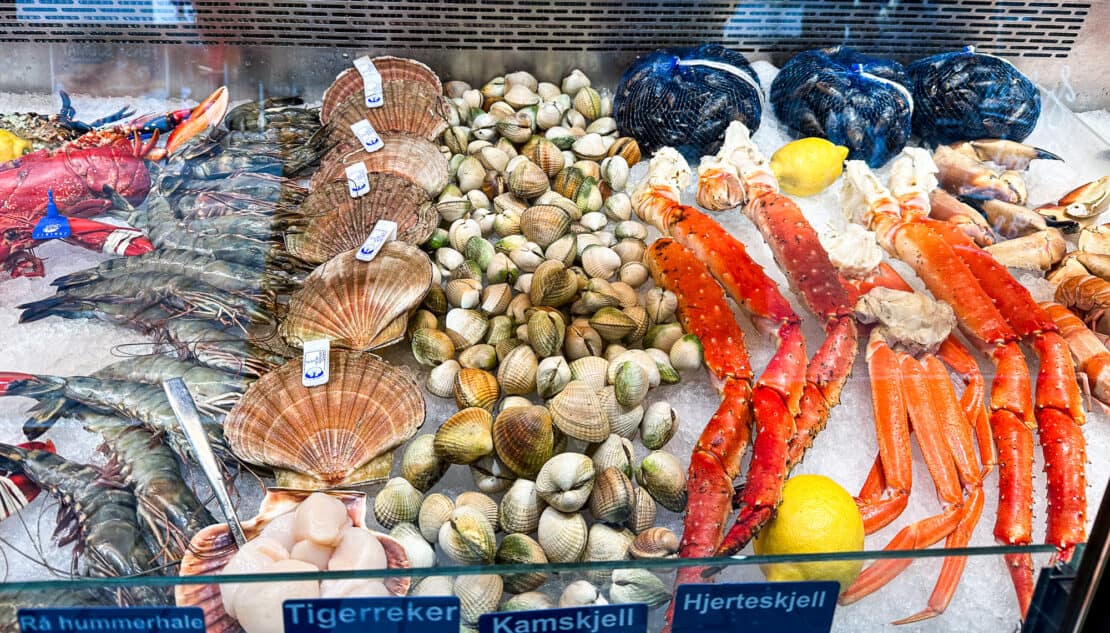 Bergen fish market seafood platter in Norway