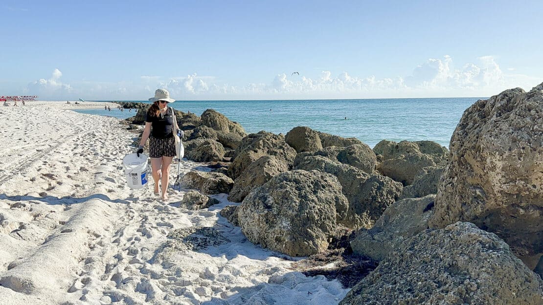 Abigail King on a beach in Miami 