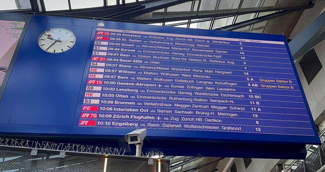 Switzerland - Lucerne - Train departures board