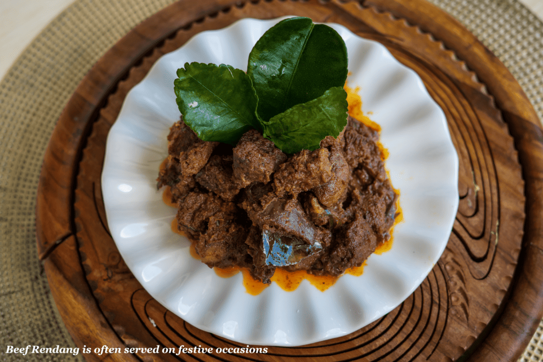 A plate of beef rendang borneo 