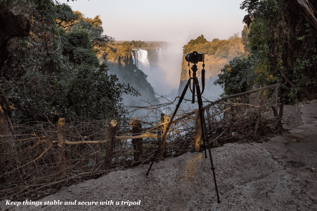 Tripod photographing a waterfall