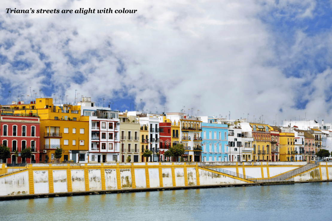 Colourful riverside houses in Triana Seville, Spain 