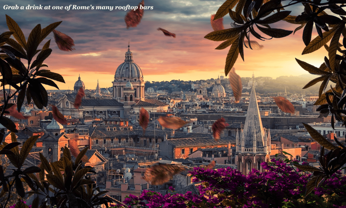 Rome from above at sunset 