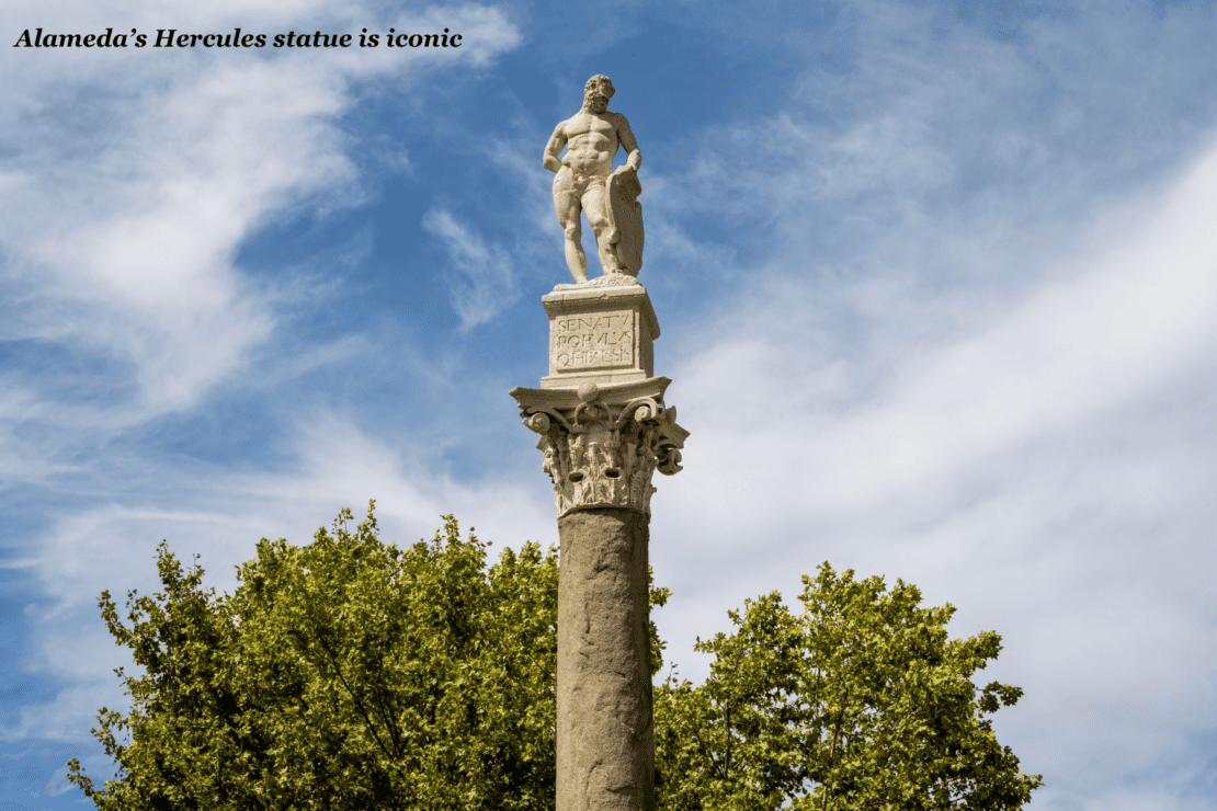 Hercules statue in Alameda Seville, Spain 