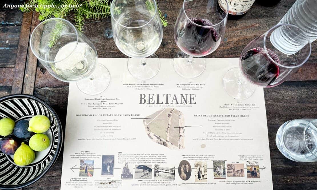 Flight of wine at Beltane Ranch, California 