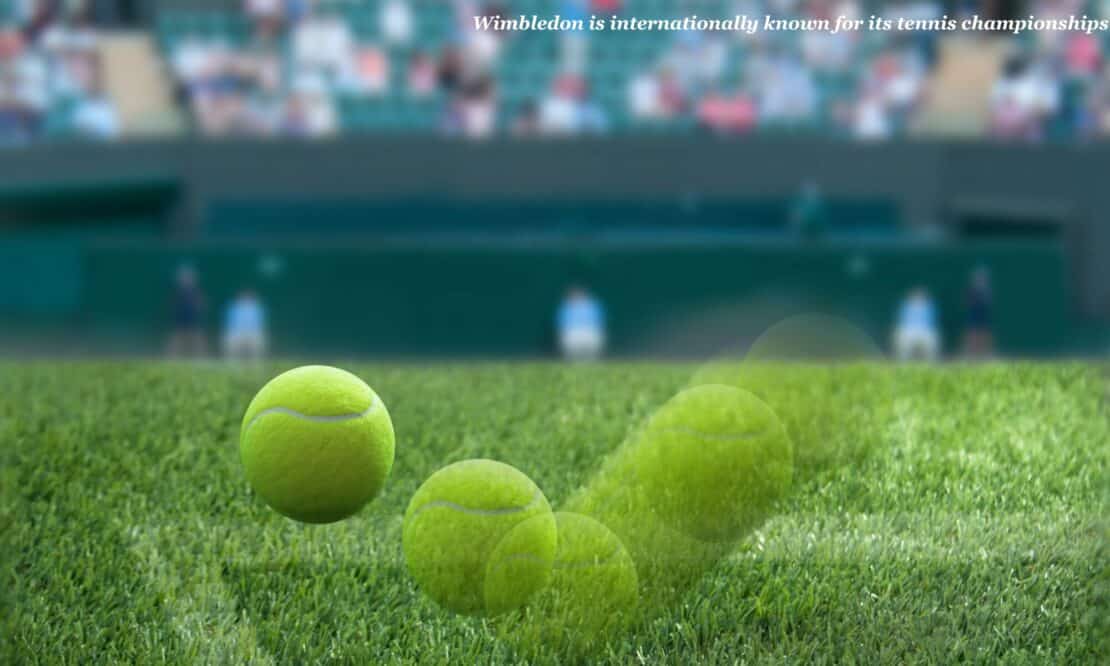 Tennis ball bouncing on the court at Wimbledon, London 
