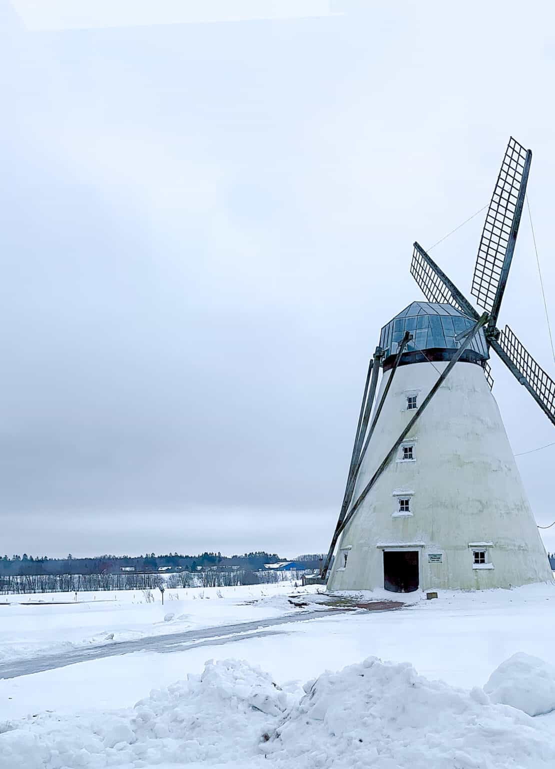 Iconic windmill in Lahemaa National Park in winter