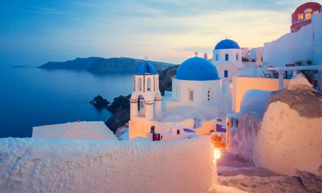 White houses in Santorini Greece